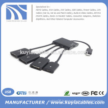 4 ports micro USB OTG Hub Cable Adapter F Samsung Galaxy S3 S4 Google Nexus DH